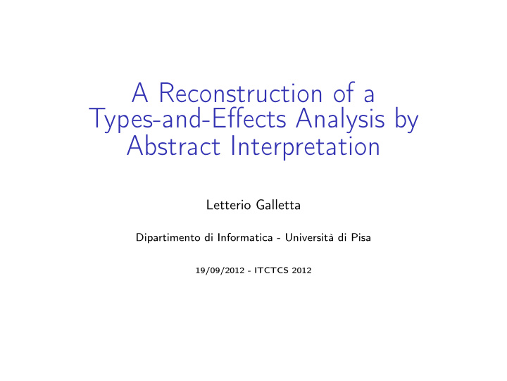 a reconstruction of a types and effects analysis by