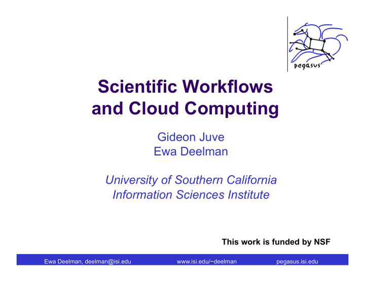 scientific workflows and cloud computing