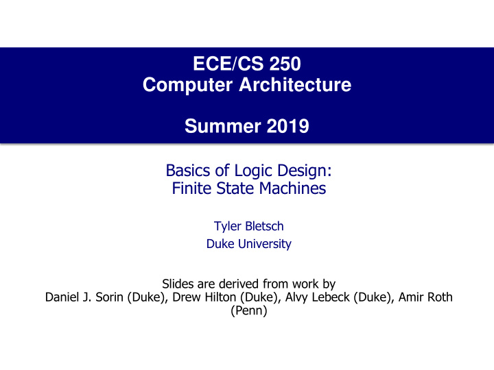 ece cs 250 computer architecture summer 2019