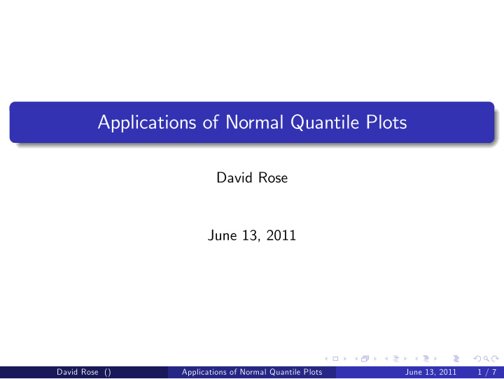 applications of normal quantile plots