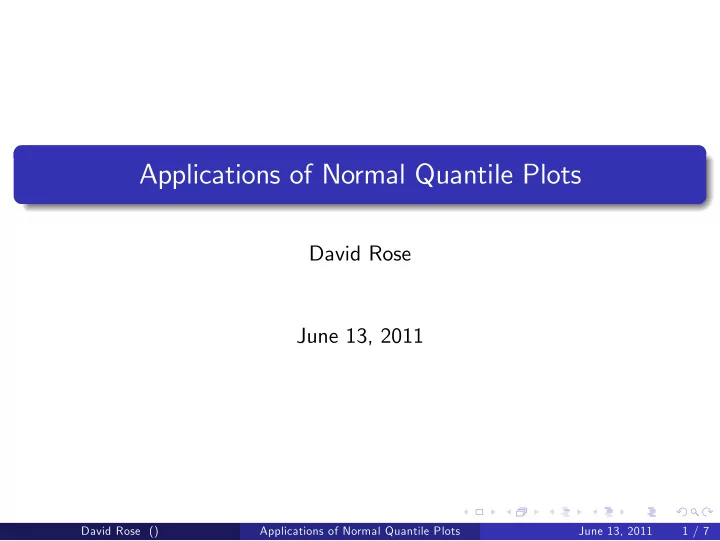 applications of normal quantile plots