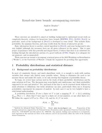 Kernel-size lower bounds: accompanying exercises Andrew Drucker   April 19, 2013  These