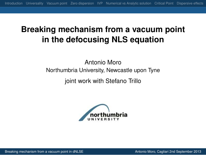 breaking mechanism from a vacuum point in the defocusing