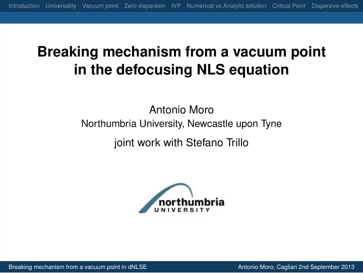 breaking mechanism from a vacuum point in the defocusing