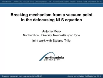 Breaking mechanism from a vacuum point  in the defocusing NLS equation  Antonio Moro  Northumbria