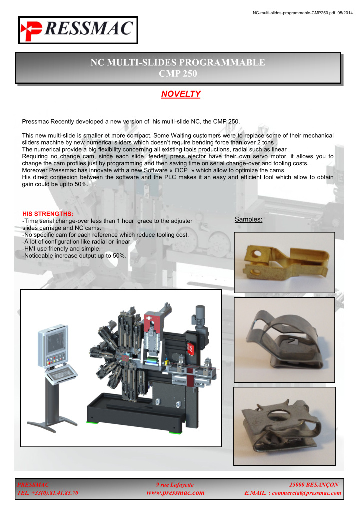 nc multi slides programmable cmp 250