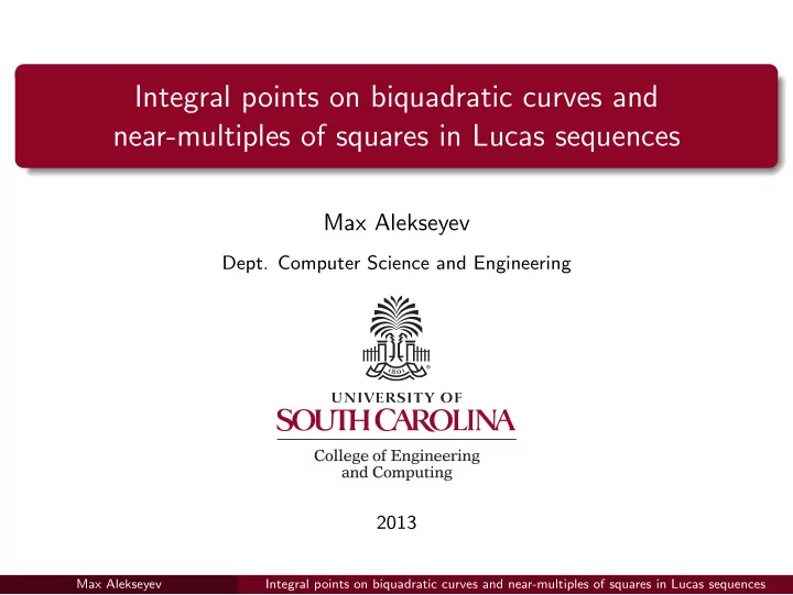 integral points on biquadratic curves and near multiples
