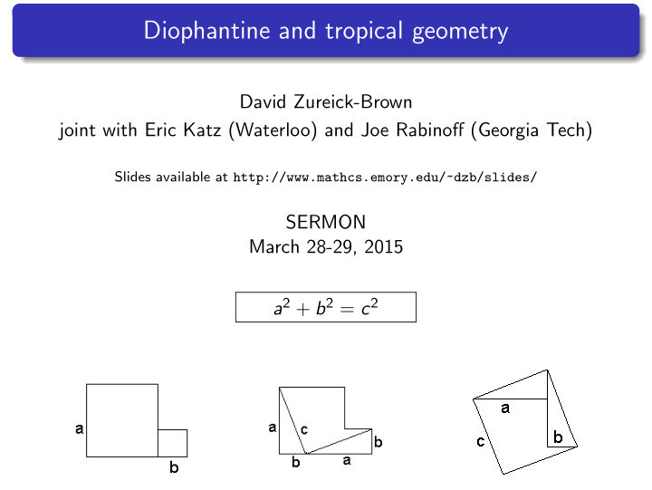 diophantine and tropical geometry