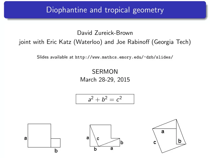 diophantine and tropical geometry