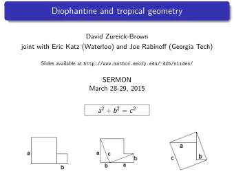 Diophantine and tropical geometry  David Zureick-Brown  joint with Eric Katz (Waterloo) and Joe