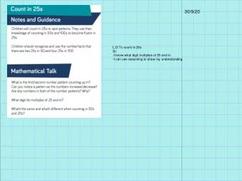 30/9/20  L.O To count in 25s  Sc  -I know what digit multiples of 25 end in  -I can use reasoning