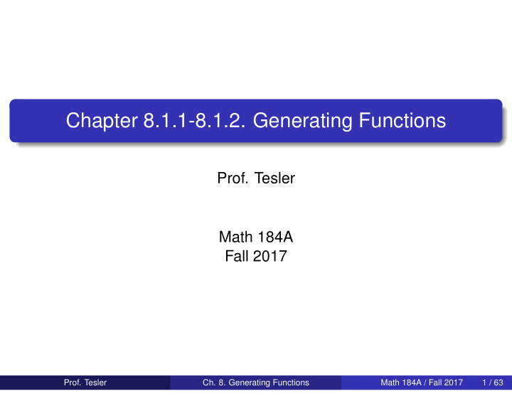 chapter 8 1 1 8 1 2 generating functions