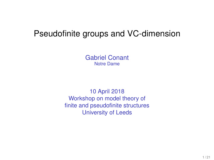 pseudofinite groups and vc dimension