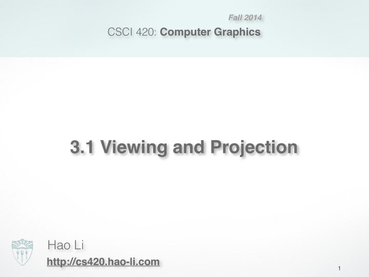 3 1 viewing and projection