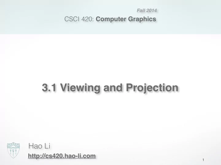 3 1 viewing and projection