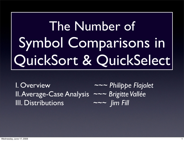 symbol comparisons in quicksort quickselect