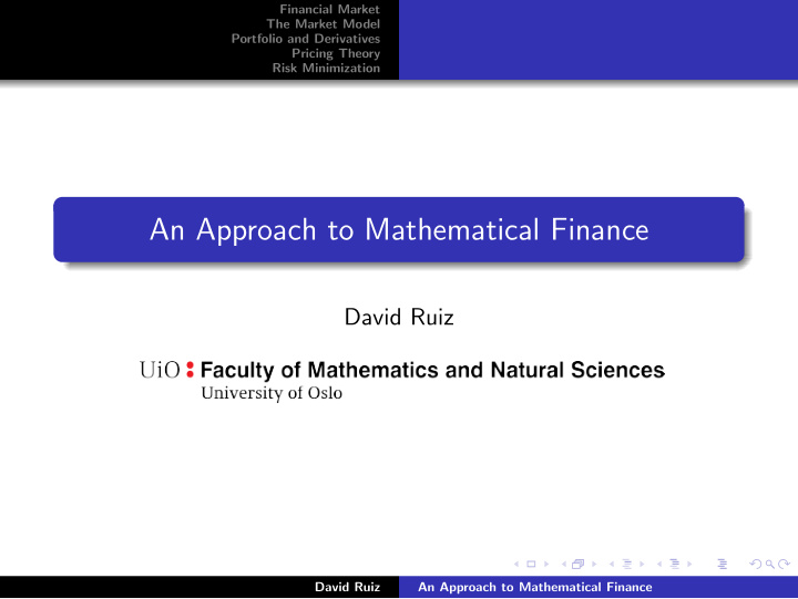 an approach to mathematical finance