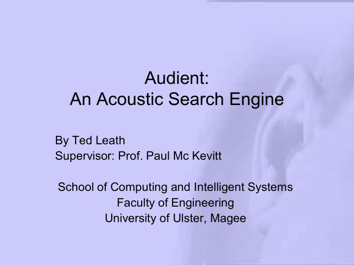 audient audient an acoustic search engine an acoustic