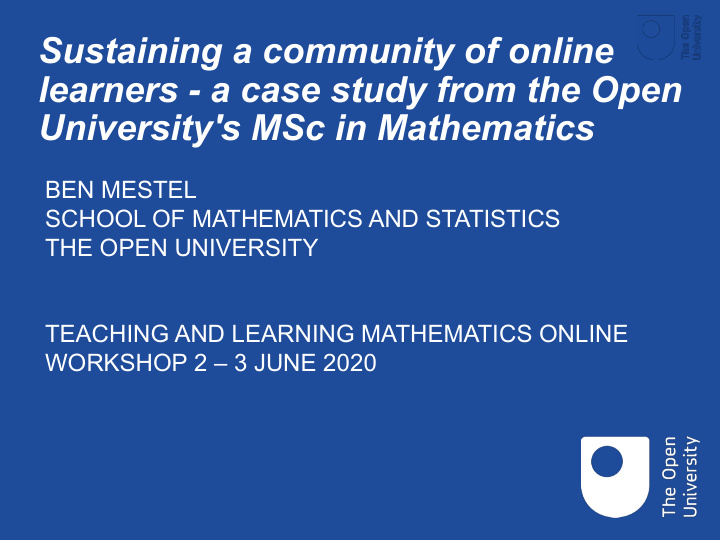 sustaining a community of online learners a case study
