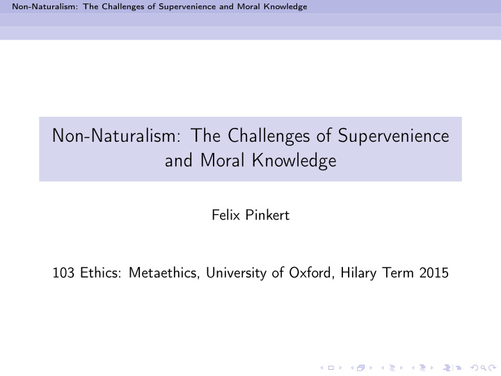 non naturalism the challenges of supervenience and moral