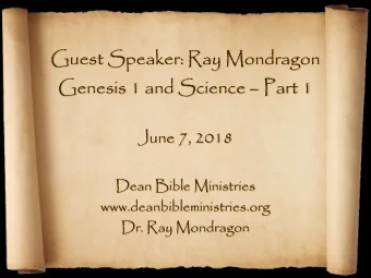 Dean Bible Ministries  www.deanbibleministries.org  Dr. Ray Mondragon  The most important  Book