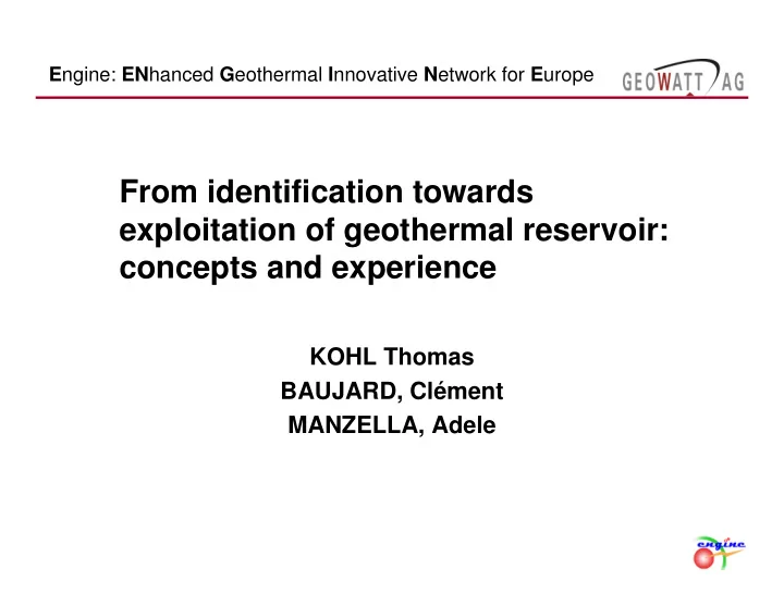 from identification towards exploitation of geothermal