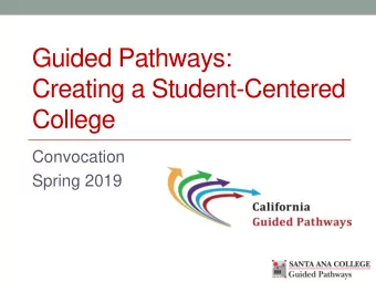 Guided Pathways:  Creating a Student-Centered  College  Convocation  Spring 2019  Whats Happened