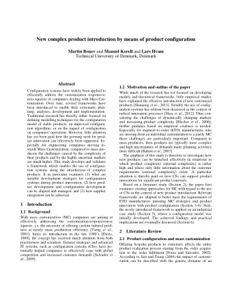2.3 Product configuration, innovation and vendor  pending on the scope of the project, CSs can