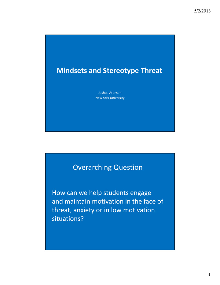 mindsets and stereotype threat
