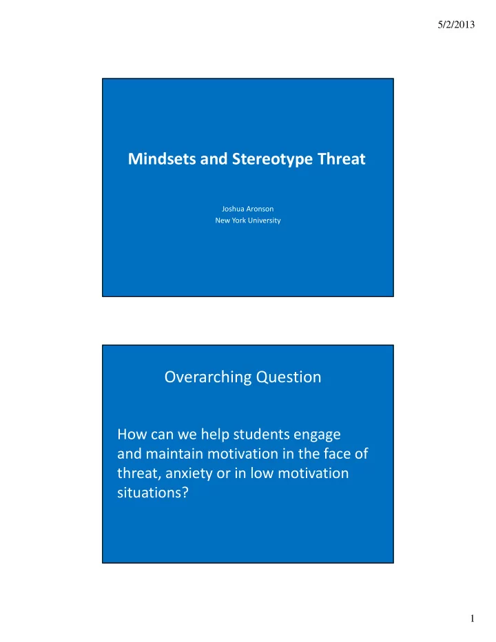 mindsets and stereotype threat