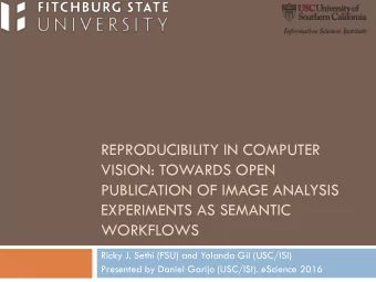 REPRODUCIBILITY IN COMPUTER  VISION: TOWARDS OPEN  PUBLICATION OF IMAGE ANALYSIS  EXPERIMENTS AS