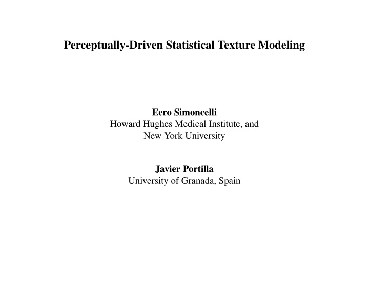 perceptually driven statistical texture modeling