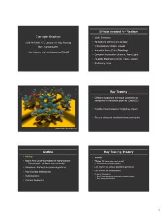 1  Ray Tracing History  Ray Tracing History  Outline in Code  Outline  Image Raytrace (Camera cam,