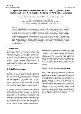 Digital Twin-Inspired Models of Socio-Technical Systems: A New  Implementation of Work-Practice