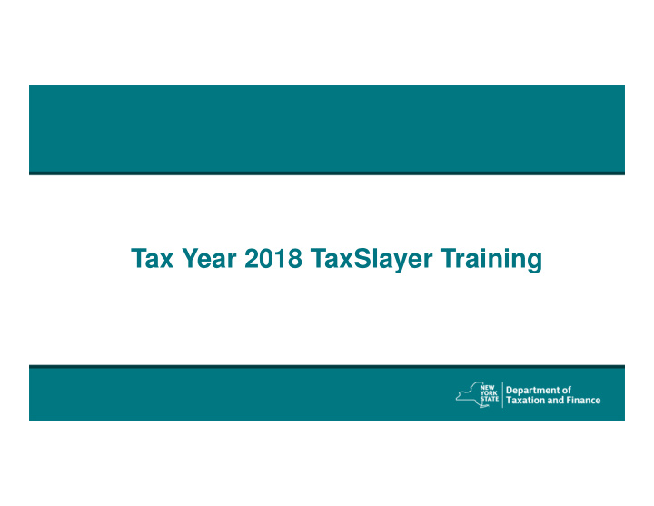 tax year 2018 taxslayer training state returns