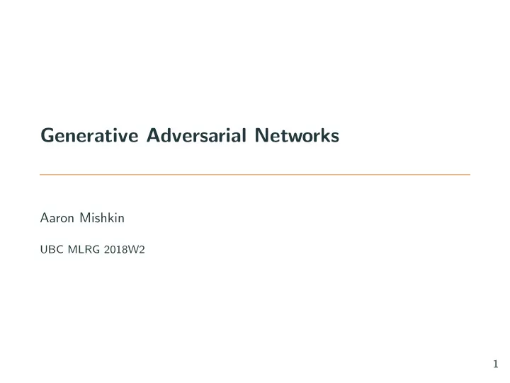 generative adversarial networks