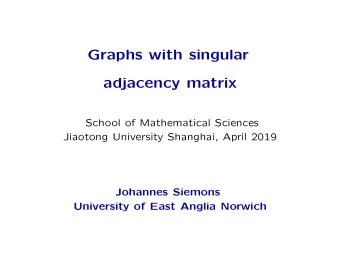 Graphs with singular  adjacency matrix  School of Mathematical Sciences  Jiaotong University