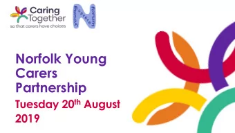 Norfolk Young  Carers  Partnership Tuesday 20 th August  2019  Getting to know each other  Take a