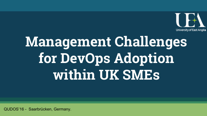 management challenges for devops adoption within uk smes