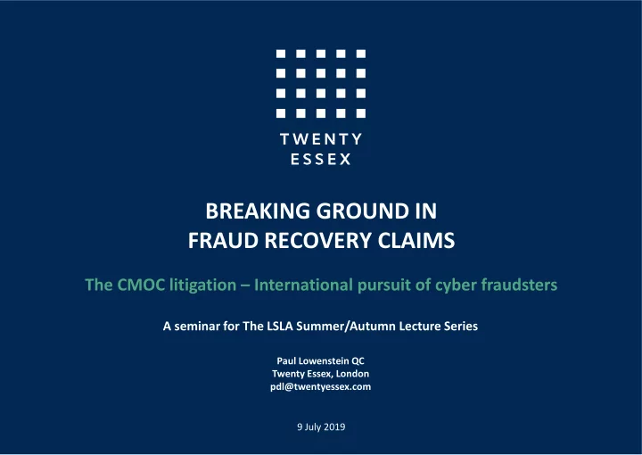 breaking ground in fraud recovery claims