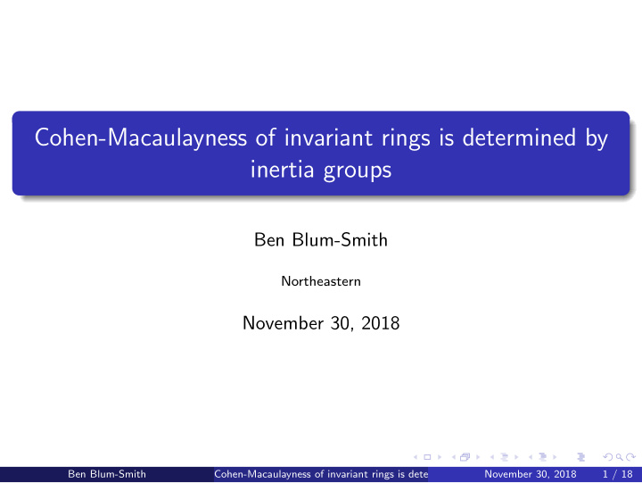 cohen macaulayness of invariant rings is determined by