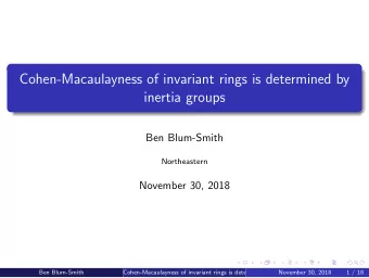 Cohen-Macaulayness of invariant rings is determined by  inertia groups  Ben Blum-Smith
