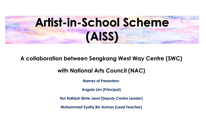 a collaboration between sengkang west way centre swc with