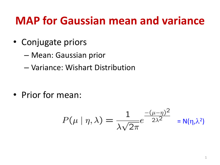 map for gaussian mean and variance