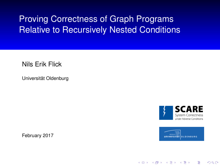 proving correctness of graph programs relative to