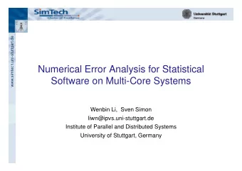 Numerical Error Analysis for Statistical  N  i  l E  A  l  i f  St ti ti  l  www.simtec  Software