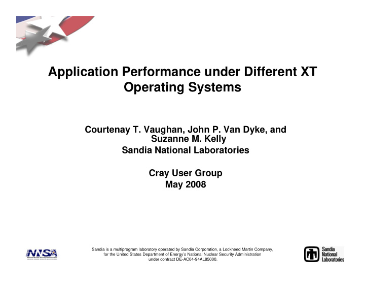 application performance under different xt operating