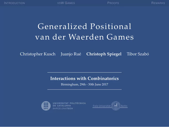 generalized positional van der waerden games