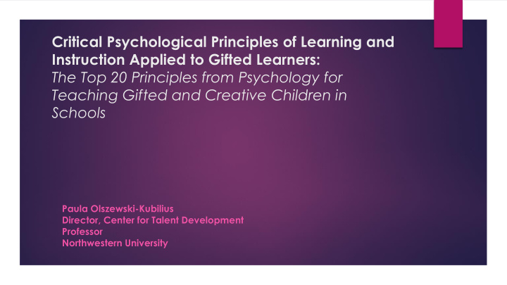 critical psychological principles of learning and