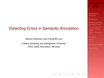 Detecting Errors in Semantic Annotation  Argument identification  variation  Heuristics for